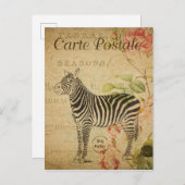 パリフランスヴィンテージゼブラトラベル ポストカード (正面/裏面)