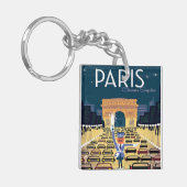 パリフランスヴィンテージトラベルレトロ観光バケーション キーホルダー (正面左)