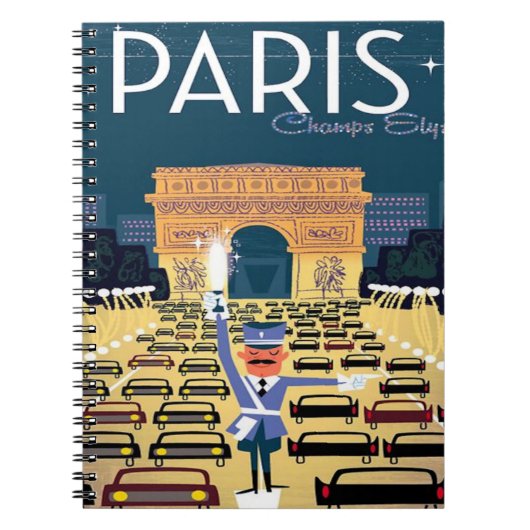 パリフランスヴィンテージトラベルレトロ観光バケーション ノートブック (正面)