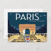 パリフランスヴィンテージトラベルレトロ観光バケーション ポストカード (正面/裏面)