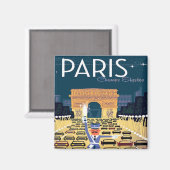 パリフランスヴィンテージトラベルレトロ観光バケーション マグネット (正面/裏面)