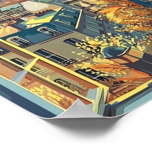 パリフランスヴィンテージレトロ旅行イラストレーション ポスター (角)