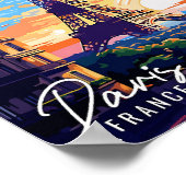 パリフランスヴィンテージ旅行イラストレーション ポスター (角)