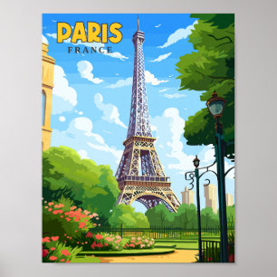 パリフランスヴィンテージ旅行イラストレーション ポスター