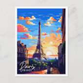 パリフランスヴィンテージ旅行イラストレーション ポストカード (正面)