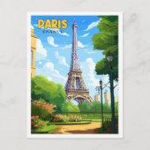 パリフランスヴィンテージ旅行イラストレーション ポストカード (正面)
