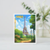 パリフランスヴィンテージ旅行イラストレーション ポストカード (スタンド正面)
