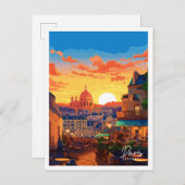 パリフランスヴィンテージ旅行イラストレーション ポストカード (正面/裏面)