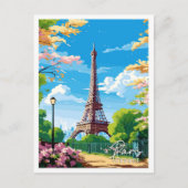 パリフランスヴィンテージ旅行イラストレーション ポストカード (正面)