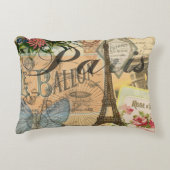 パリフランスヴィンテージ旅行カラフルアートワーク アクセントクッション (正面)