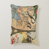 パリフランスヴィンテージ旅行カラフルアートワーク アクセントクッション (裏面(縦))
