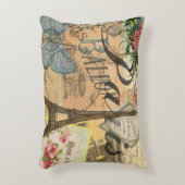 パリフランスヴィンテージ旅行カラフルアートワーク アクセントクッション (正面(垂直))