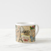 パリフランスヴィンテージ旅行カラフルアートワーク エスプレッソカップ (正面右)