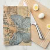 パリフランスヴィンテージ旅行カラフルアートワーク キッチンタオル (四つ折り)