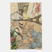 パリフランスヴィンテージ旅行カラフルアートワーク キッチンタオル (縦)