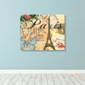 パリフランスヴィンテージ旅行カラフルアートワーク キャンバスプリント (インサイチュ (ウッドフロア))