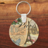 パリフランスヴィンテージ旅行カラフルアートワーク キーホルダー (正面)