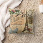 パリフランスヴィンテージ旅行カラフルアートワーク クッション (ブランケット)
