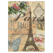 パリフランスヴィンテージ旅行カラフルアートワーク クリップボード (裏面)