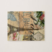 パリフランスヴィンテージ旅行カラフルアートワーク ジグソーパズル (横)
