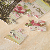 パリフランスヴィンテージ旅行カラフルアートワーク ジグソーパズル (側面)