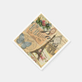 パリフランスヴィンテージ旅行カラフルアートワーク スタンダードカクテルナプキン (角)