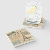 パリフランスヴィンテージ旅行カラフルアートワーク ストーンコースター (横)