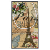 パリフランスヴィンテージ旅行カラフルアートワーク スモールペーパーバッグ (裏面)