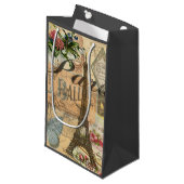 パリフランスヴィンテージ旅行カラフルアートワーク スモールペーパーバッグ (正面アングル)