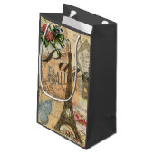 パリフランスヴィンテージ旅行カラフルアートワーク スモールペーパーバッグ (裏面アングル)