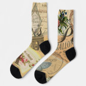 パリフランスヴィンテージ旅行カラフルアートワーク ソックス (左)