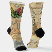 パリフランスヴィンテージ旅行カラフルアートワーク ソックス (傾斜あり)