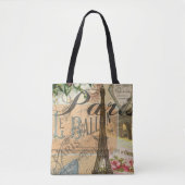 パリフランスヴィンテージ旅行カラフルアートワーク トートバッグ (正面)