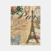 パリフランスヴィンテージ旅行カラフルアートワーク フリースブランケット (正面)