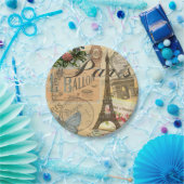 パリフランスヴィンテージ旅行カラフルアートワーク ペーパープレート (パーティー)