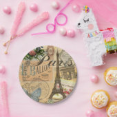 パリフランスヴィンテージ旅行カラフルアートワーク ペーパープレート (パーティー)