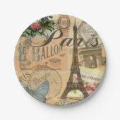 パリフランスヴィンテージ旅行カラフルアートワーク ペーパープレート (正面)