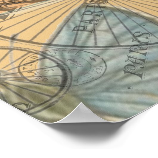 パリフランスヴィンテージ旅行カラフルアートワーク ポスター (角)