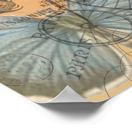 パリフランスヴィンテージ旅行カラフルアートワーク ポスター (角)