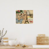 パリフランスヴィンテージ旅行カラフルアートワーク ポスター (キッチン)