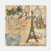 パリフランスヴィンテージ旅行カラフルアートワーク マグネット (正面)