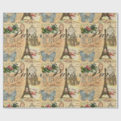 パリフランスヴィンテージ旅行カラフルアートワーク ラッピングペーパー (フラット)