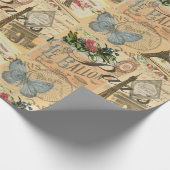 パリフランスヴィンテージ旅行カラフルアートワーク ラッピングペーパー (角)