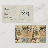 パリフランスヴィンテージ旅行カラフルアートワーク 名刺 (正面/裏面)