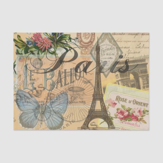 パリフランスヴィンテージ旅行カラフルアートワーク 薄葉紙 (正面)