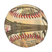 パリフランスヴィンテージ旅行カラフルアートワーク 野球ボール (裏面)