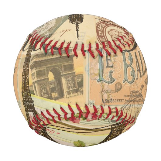 パリフランスヴィンテージ旅行カラフルアートワーク 野球ボール (正面)