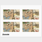 パリフランスヴィンテージ旅行カラフルアートワーク 長方形シール (シート)