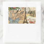 パリフランスヴィンテージ旅行カラフルアートワーク 長方形シール (バッグ)