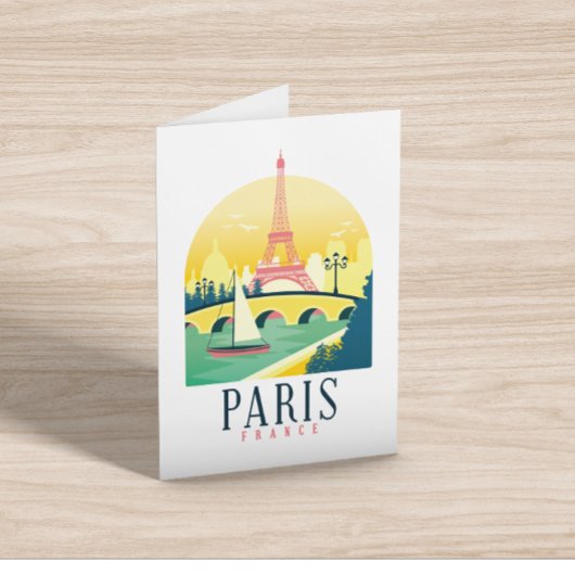 パリフランスヴィンテージ旅行折り畳みグリーティングカード カード